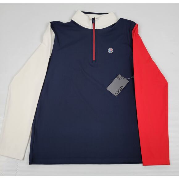 NWT G/Fore Mens Medium Daytona Colorblock‎ Tech G4 USA Golf Performance Sweater - Picture 1 of 11